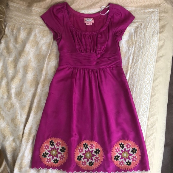 Phoebe Couture Magenta Embroidered Silk Dress - Picture 3 of 5